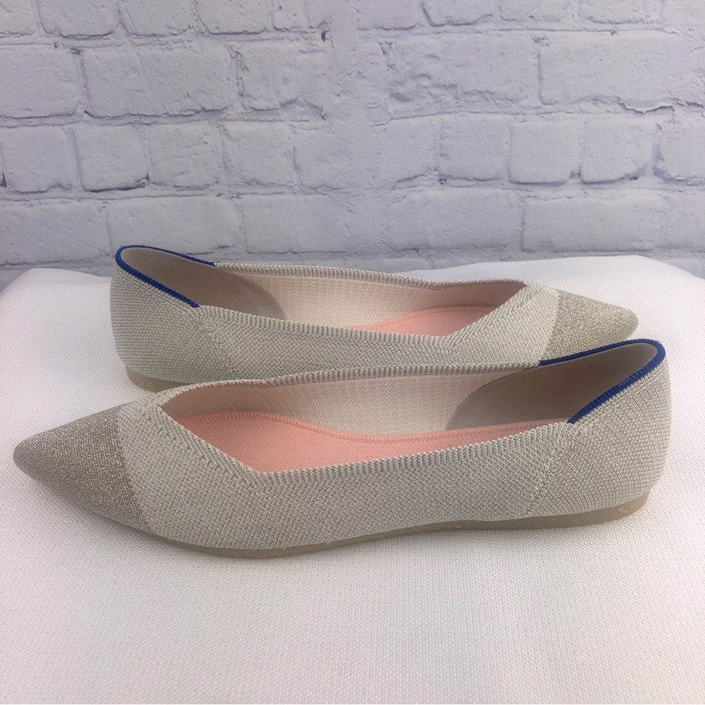 Rothy’s The Point Diamond Metallic sparkly pointed captoe flat shoes size 11